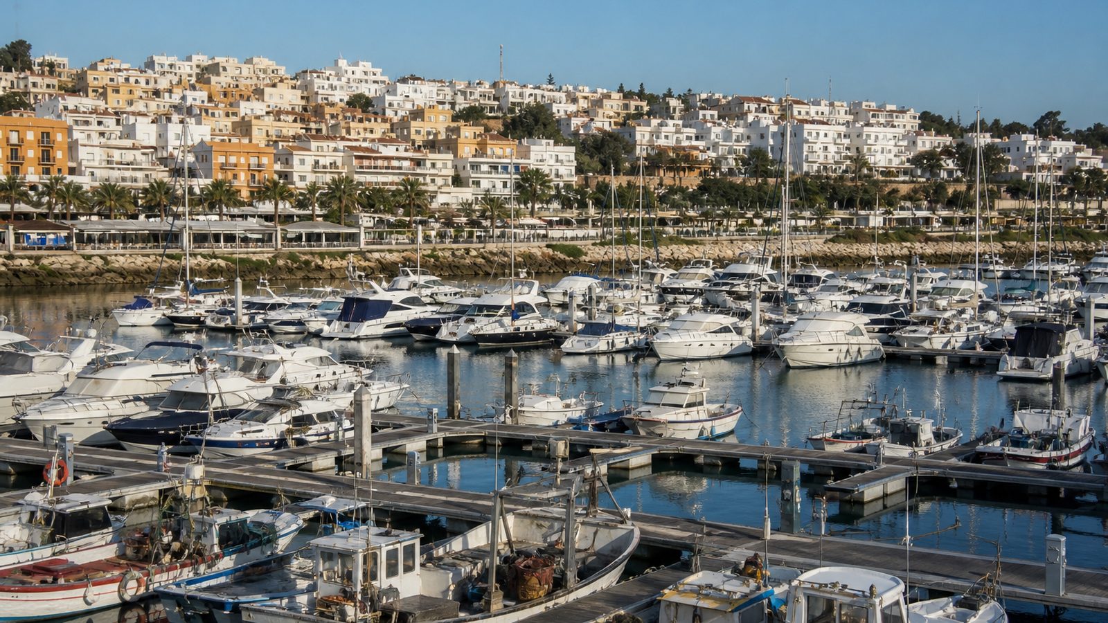 Albufeira Marina basin and hillside apartments